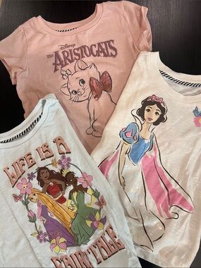 Disney Girls' Pink & White Princess Tees Set